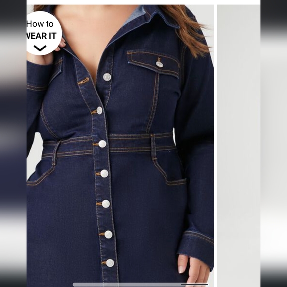 Forever 21 Plus Size Denim Jean Dress - 3X - Picture 5 of 8